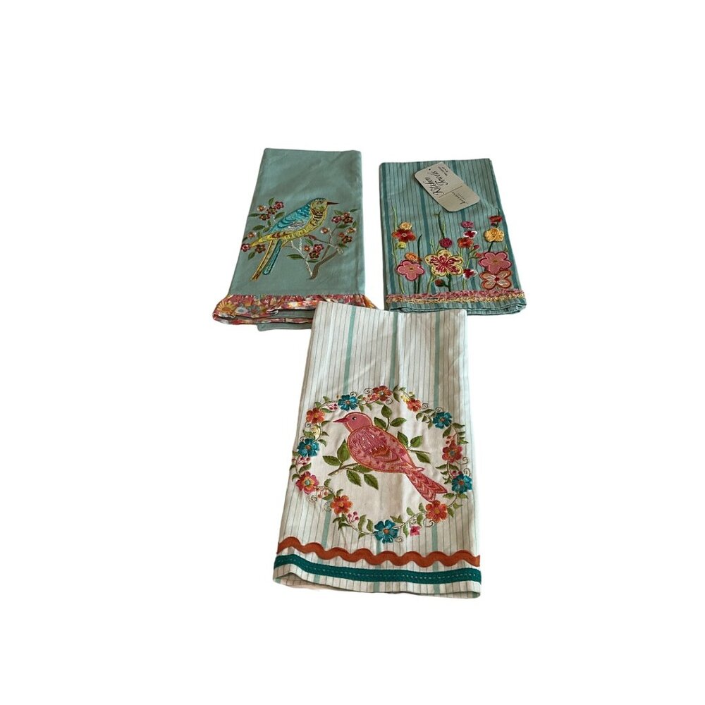 Kitchen Tea‎ Towels Set of 3 Designs Approximately 20x28 Teal, Pinks